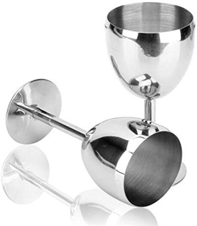 Calice da vino rosso in acciaio inox, confezione da 2 pezzi, argento (170 ml)