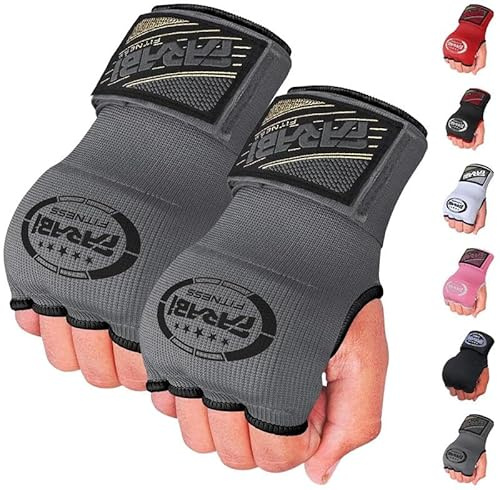 Farabi Sports niños Guantes de Entrenamiento sin Dedos para Gimnasio, Fitness, Boxeo, MMA, Muay Thai, con Protector en los Nudillos (Gris)