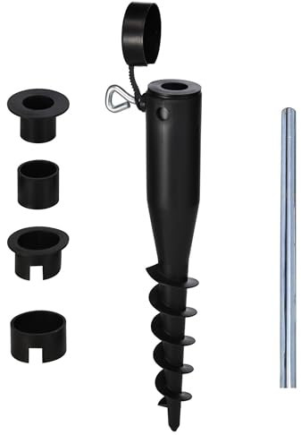 Laundry Mate Washing Line Spike Includes Closure Cap Heavy Duty Rotary Airer Washing Line Ground Spike Fits 25/30/35/40/45mm Poles Durable & Secure (Black)
