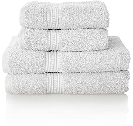 ALCLEAR Komfort frottéhandduk set absorberande av 100% ekologisk bomull, frottéserie i 6 färger och 5 storlekar, färg: vit, 2 x duschhanddukar 70 x 140 cm och 2 x handdukar 50 x 100 cm