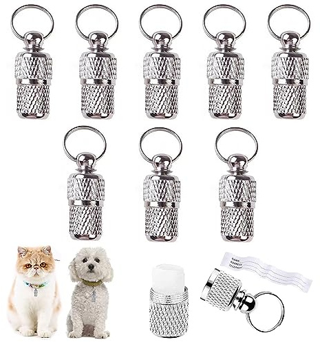 8 st valp-ID-taggar, fat tub krage, ID-bricka hundmärke, adressetiketter katthalsband, används för husdjur hund och katt halsband