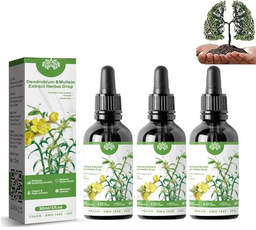 Clearbreath Dendrobium & Mullein Extract, Powerful Lung Support, Herbal Body Care Essence, Herbal Lung Health Essence, Clear Breath Dendrobium & Mullein Extract Herbal Drops