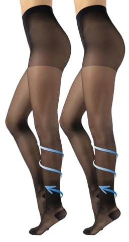 CALZITALY Collant Riposante, Compressione Forte 10mm/Hg, 70 DEN, S, M, L, XL, XXL, 3XL, 4XL, Made in Italy (S, 2 X Nero)