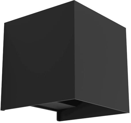 EGLO Valmontone Lampada da parete a LED per interni, a forma di cubo, illuminazione indiretta, faretto da parete per camera da letto e soggiorno, metallo nero, luce bianca calda, 10 x 10 cm