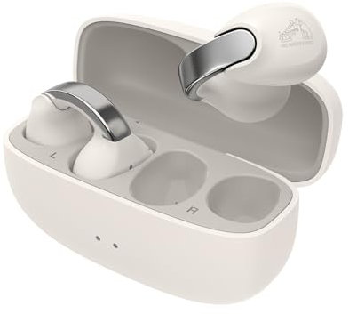 JVC Auriculares Inalámbricos Bluetooth | 24h de Batería y Carga Rápida | Oreja Abierta | Ligeros y Resistentes al Agua | Deportivos con IPX4 y Control Táctil - HA-NP1T Blanco