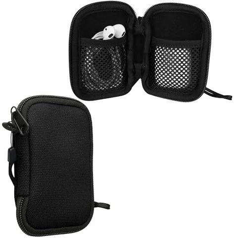 kwmobile In-Ear Kopfhörer Tasche kompatibel mit in-Ear Headphones - Hülle Canvas Cover Case - 6 x 9 cm Innenmaße - Etui in Schwarz