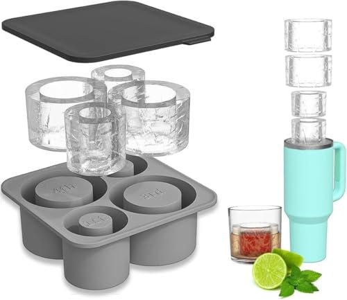 Stampo per cubetti di ghiaccio per Stanley Cup - 4 in 1 Stampo in silicone per borracce e bevande Stanley (Grigio, senza BPA)