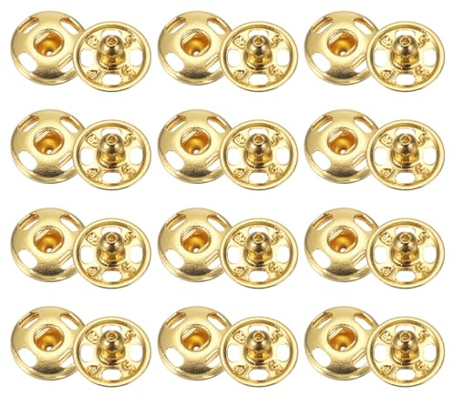 QUARKZMAN 72 set sybara tryckknappsset, 7 mm sytillbehör metallknappar, pysselknappar, ersättningsknappar, syknappar för jacka, kläder, jeans, väskor, plånbok, handväska, knappar, guld