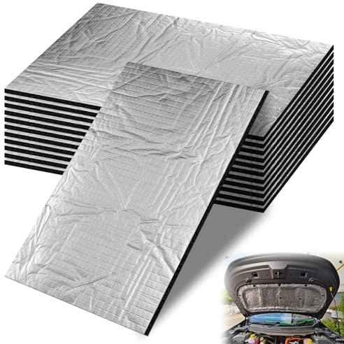 GAOUTO 12 pannelli isolanti in alluminio butilico, 400 x 250 x 5 mm, autoadesivi, isolanti, ignifughi, impermeabili, antidroni, isolanti auto