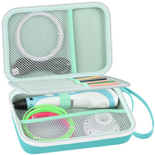 GWCASE Universal 3D Pen Case for SCRIB3D/for MYNT3D/for 3Doodler, Case Only | Dedicated Elastic Straps for 3D Pen Storage, EVA Hard Shell, Divided Filament Storage for Kids, Teens, and Crafters, Green