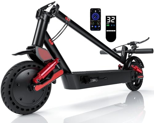 HX D06 Patinete Eléctrico Adultos, Doble Suspensión, 500W 16Ah/25Ah E Scooter para Ciudad y Off-Road Ligero, Autonomía Máxima 55-85 km, Pantalla Multifunción - Neumático Macizo 8.5