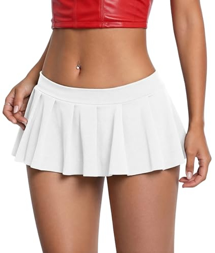 viiotu Mini Jupe Courte Femme, Jupe Sexy Plissée Ultra Extensible à Taille Élastique, pour Clubs, Soirées, Cosplay