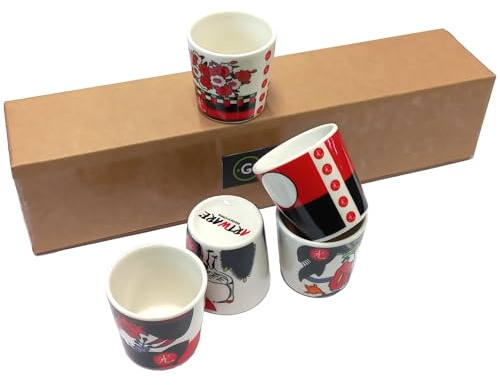 5 PCS Shot Soju Glasses with Korean Traditional Flower Card Game / Hwatu