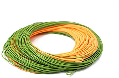 Schwimmende Fliegenschnur, 30,5 m, WF-5F/6F/7F/8F, zweifarbig, mit 2 verschweißten Schlaufen, Light Green&Orange, 7.0