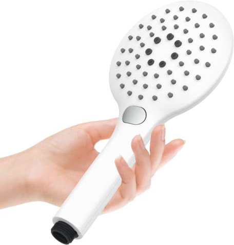 EISL DX6070 RELAX Duschkopf ohne Schlauch, wassersparende Handbrause mit drei Stahlarten und Druckumsteller, Duschbrause mit Standard-Brauseanschlauss, Weiß/Chrom