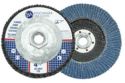 Benchmark Abrasives 4.5 x 5/8-11 Premium High Density Jumbo Zirconia Type 29 Flap Discs 4 1/2 for Angle Grinder, Sanding Discs, Finishing - Grinding Wheels 4 1/2 Inch (10 Pack) - 40 Grit