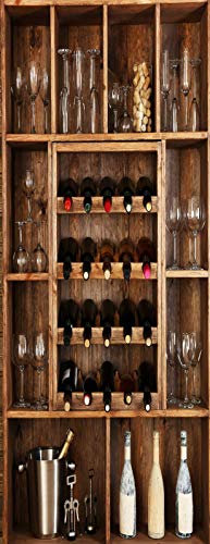 A.Monamour Adesivo Porta Autoadesiva Bicchieri Da Cantina Bottiglie Di Vino Su Ripiano In Legno Armadio Vinile PVC Adesivi per Porte Interne 3D Pellicola Adesiva Poster Sticker Murale Carta da Parati