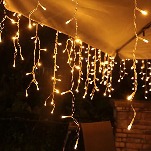 interGo Lichterkette Eisregen Außen, 5m 200er LED Lichtervorhang LED mit Timer, IP44 wasserdicht 8 Modi für Innen Außen Weihnachten, Schlafzimmer, Party, Hochzeit, Balkon, Garten Deko