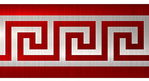 funlife Wallpaper Border Stickers, Self Adhesive Ceiling Molding Borders, Skirting Wall Waist Line for Home DIY Decorative, 10cm x 200cm, 3 Pcs, Brushed Red Silver