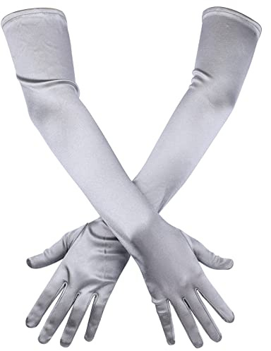 SAVITA Long Elbow Satin Gloves, Stretchy 21 tum 1920-talet operahandskar för kvällsdansfester
