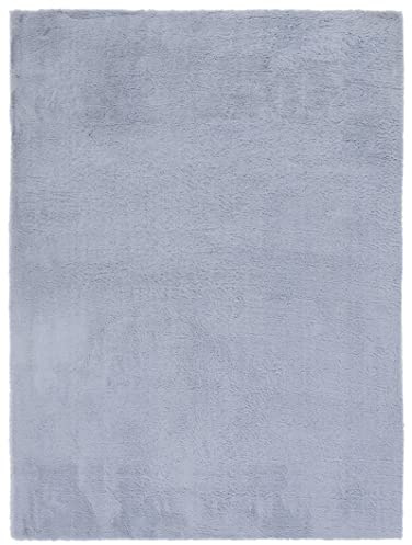 SAFAVIEH Washable Rug Faux Rabbit Fur Shag Collection - 2' x 3', Light Grey, Slip Resistant & Easy Cleaning, Ideal for Accent Space, Foyer, Bedside, Bathroom, Nursery, Boys & Girls Room (FRF500F)