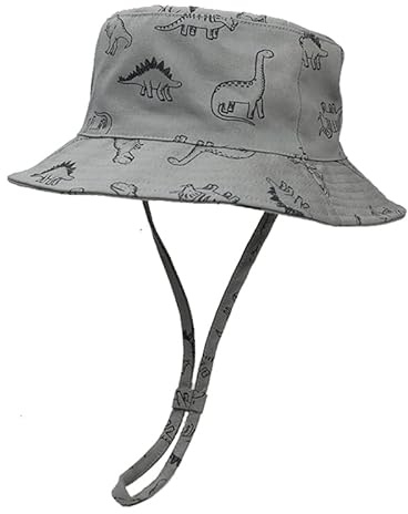 Magwave Unisexo Bebé Niña Niño Sombrero de Sol Verano Algodón Ajustable Pescador Gorra Protección de Sol Anti UV para Exteriores UPF 50+ (52, 2-4 Años, Gris)
