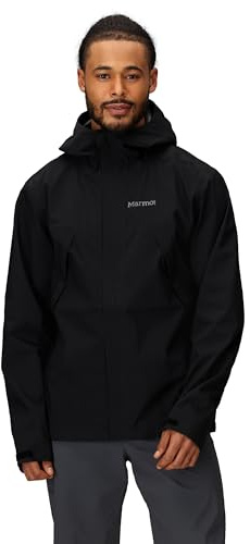Marmot Herren PreCip Eco Pro Jacket, Wasserdichte Regenjacke, winddichter Regenmantel, atmungsaktiv, faltbarer Hardshell Windbreaker, optimal zum Wandern und Trekking, Black, L