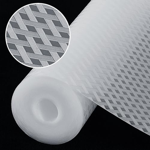 Origuuds Hyllfoder, icke-självhäftande lådfoder, vattentätt och oljesäkert köksskåp, skåpunderlägg, plast, EVA-material, BPA-fritt kylskåpsunderlägg, pappersskydd för hyllor (klar/60 cm x 600 cm)