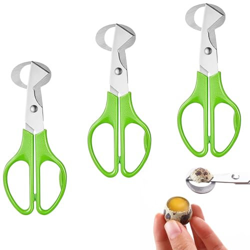Ciseaux à Œufs en Acier Inoxydable pour Caille, Coupe Coquille d'Oeuf Caille, 3 PCS Ciseaux à Oeufs de Caille, Ciseaux à Œufs en Acier Inoxydable, Caille Ciseaux, Oeuf Shell Cutter pour Cuisine, Vert