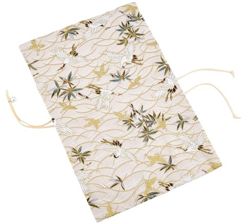 SUPERFINDINGS Handgemachte Stoff BuchhüLle A5 Dekorative Buchhülle Schutzhülle Rosa Kran-Musterdesign mit Zusätzlicher Hüllentasche Waschbar Wiederverwendbar Für NotizbüCher Und Handjournale