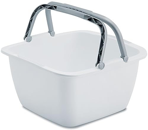 #11 1x Schüssel mit Tragegriff Waschschüssel 18,5 Liter 39x39 cm Quadratisch Spülschüssel Wasserschüssel Tragekorb Kunststoff Spüle Korb Waschbecken Aufbewahrung Camping Abwaschschüssel Plastik Eimer