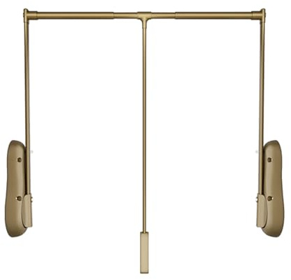 BXKCFYBSQ Pull Down Closet Rod,Hang Pull Down Wardrobe Rail Lift,Adjustable Width 510-1150mm,with Pneumatic Buffer,for Hanging Clothes Load-Bearing 25KG(Gold,650-850mm)