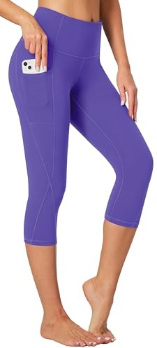 Heathyoga Capri Leggings for Women High Waisted Capri Leggings with Pockets for Women Tummy Control Yoga Pants Women Lavender