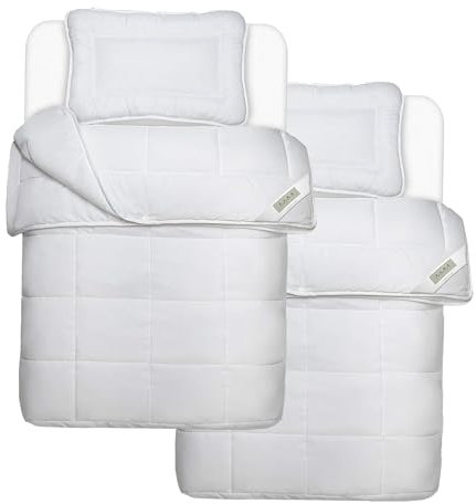 Julido 2er Set 4-Jahreszeiten Kinder Bettenset – Bettdecke 100x135 cm (420g+350g) & Kissen 40x60 cm (150g), Weicher Mikrofaserbezug, Waschbar bis 90°C, Leicht, Pflegeleicht & Öko-Tex 100 Zertifiziert