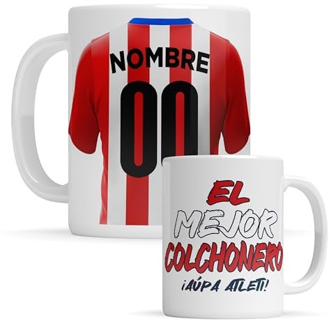 Taza personalizada Átletico de Madrid - Regalo Original para aficionados del Fútbol - Personaliza tu taza de desayuno - Taza de Desayuno café
