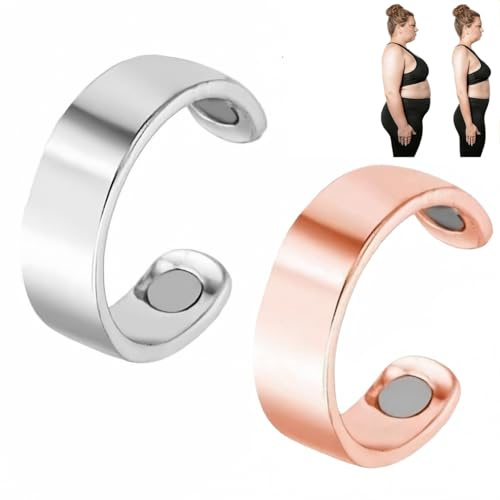 ShengQiu 2 anelli Cal/mi, anelli magnetici in rame per donne e uomini, anelli cal/mi Mag/netic, regolabili ma/netic Rin/g, anello intelligente, ansia Rin/g, 1, Pietra