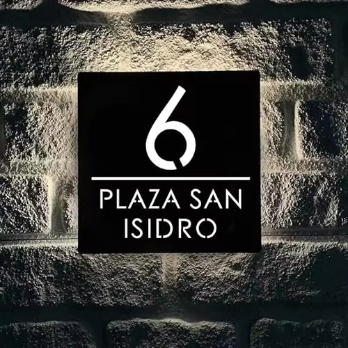 Placas De Dirección Personalizadas De Estilo Moderno Con Luz LED, Números De Casa Iluminados De Acrílico Personalizados, Nombres De Calles Y Números De Casa Personalizables(25x25cm)