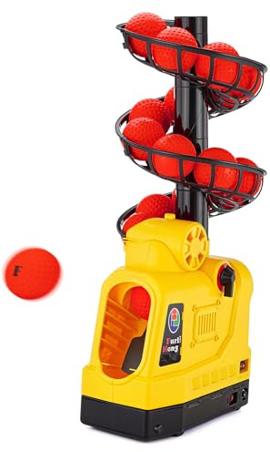 Furlihong 681TPCBH Máquina Lanzadora 4 en 1 Béisbol Pickleball Tenis Críquet – Oscilación Automática, 4 Niveles de Distancia, Soporte Ajustable, Funciona con Batería/CA/Power Bank, para Principiantes
