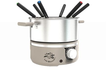 LITTLE BALANCE 8964 Little Fondue Meuuuh...!, Appareil à fondue 6 personnes, Caquelon inox, Compatible induction, 1,8 litres, 650 W, Muscade