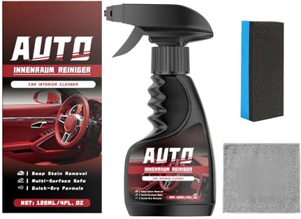 Nettoyant intérieur de voiture, 120 ml, nettoyant et protecteur pour textiles avec chiffon et chiffon - Pour l'intérieur, le tissu, les moulures, le camion, la voiture, la maison, le cuir, les tapis