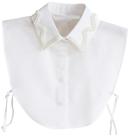 Dickey de cuello falso para mujer, cuello de camisa desmontable, blusa elegante blanca, ombliguera para usar debajo de jerséis, suéteres, sudaderas, cuello falso, tops recortados, estilo 11, blanco