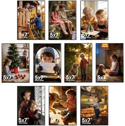 7x5 Photo Frames 10 Pack, Plastic Picture Frames for 5x7 inch Photos | Lightweight and Sturdy, High Safety Drop-resistant, Clear Acrylic Front Wall Hanging or Tabletop Display for Home Gallery