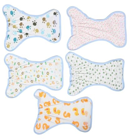 5 Pañales Lavables Reutilizables para Bebés, Pantalones de Entrenamiento de Algodón Estampados Infantiles, Talla Única para Recién Nacidos y Pequeños, Antifugas