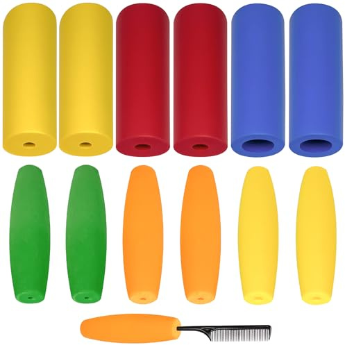12 tubos de espuma para manillar, mangos de espuma, funda para manillar de bicicleta, color negro, antideslizante, espuma de goma para deportes, fitness, scooter, viajes y motocicletas