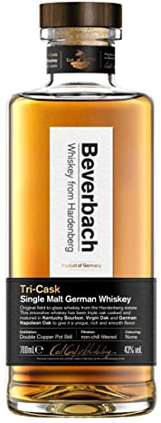 Beverbach Single Malt German Whiskey Tri-Cask I Single Malt I Whiskey aus Deutschland I Dreifach im Eichenfass gelagert I 43% vol. I 0,7 l