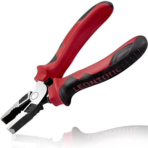 LEONTOOL Alicates combinados de alto apalancamiento de 6 pulgadas de acero cromado y níquel resistente, alicates de línea de mandíbula dentada, 35% menos esfuerzo, herramienta manual profesional