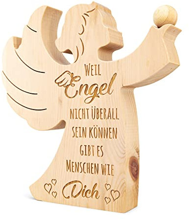 sagl.tirol Zirbenengel mit Zirbenkugel - Holzengel mit Gravur - Zirben Engel mit Spruch - Taufgeschenk Schutzengel Holz - 22 x 23 x 3,5 cm - aus nachhaltiger Forstwirtschaft - Made in Austria