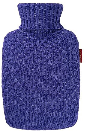 Hugo Frosch Wärmflasche Plant 1,8l – Made in Germany – mit kuscheligem Strickbezug Blau aus Bio-Baumwolle – große, auslaufsichere & geruchsneutrale Bettflasche -mit waschbarem Bezug