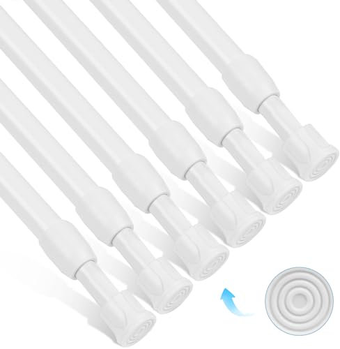 HOTUT Extendable Telescopic Curtain Rod, 18-28cm Tension Curtain Rod, Adjustable Shower Curtain Tension Rod, Extendable No Drill Spring Curtain Rods for Curtains, Closet, Hanging - 6 PCS