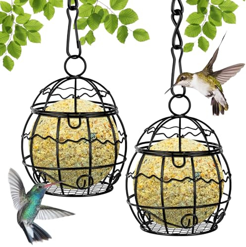 OFFCUP Mangiatoia per Uccelli, 2Pcs Mangiatoia per Palle, Strumento per l'alimentazione Degli Uccelli per Palle di Grasso, Mangiatoia per Uccellini da Esterno, per Recinzioni,Giardino, Fringuelli